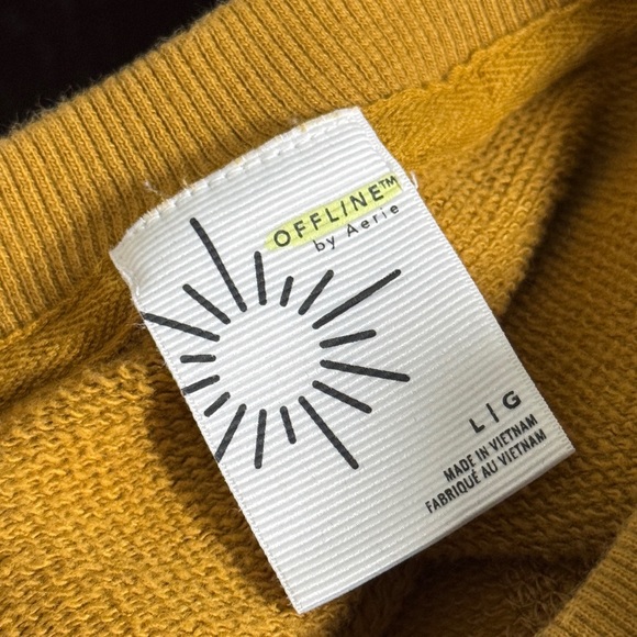 Offline by Aerie LARGE Mustard Brown Oversized Slouchy Crewneck Sweatshirt - Picture 5 of 9